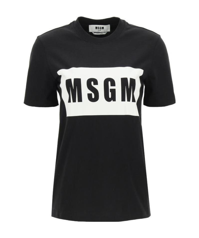 Msgm Logo-print Cotton T-shirt In Black