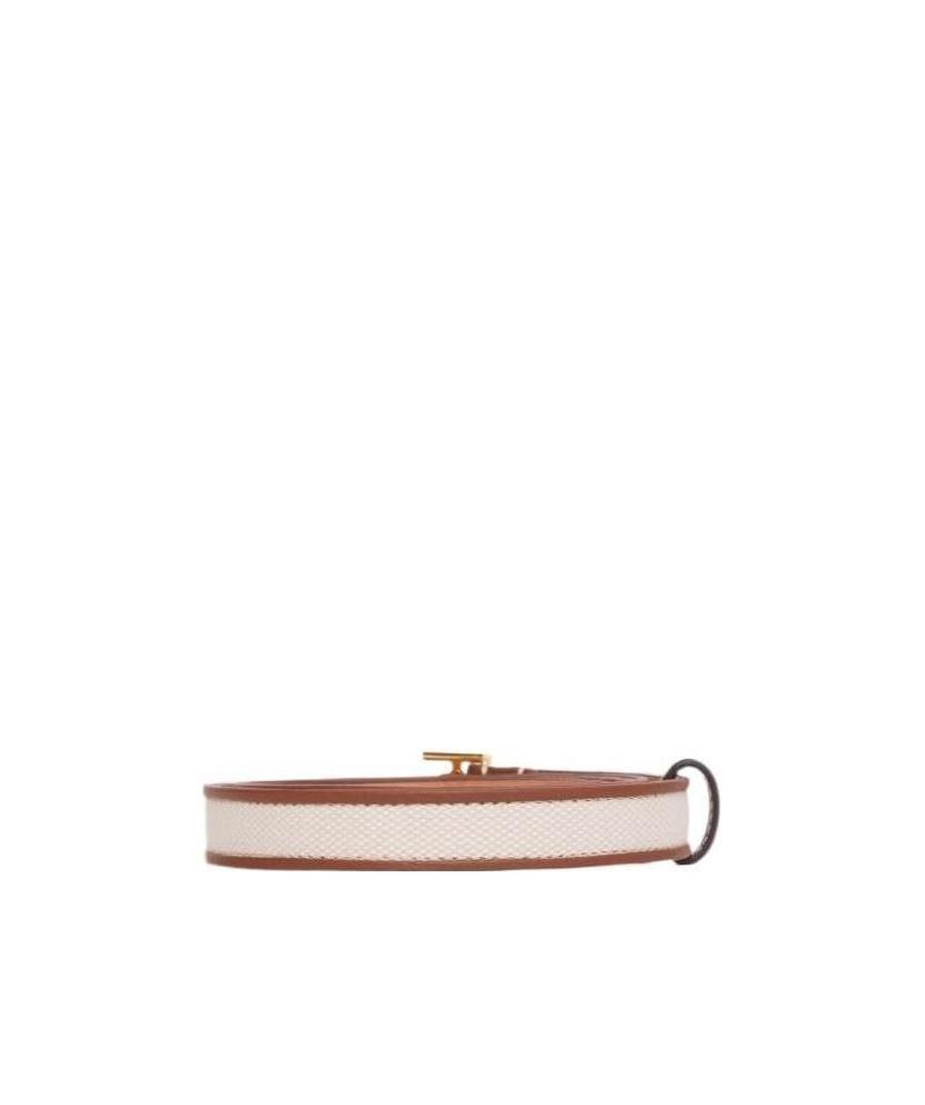 Burberry Monogram-motif Leather-trim Canvas Belt In Blue