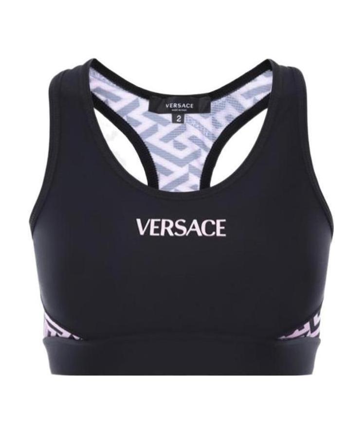 Versace Pattern Printed Sports Bra In Black