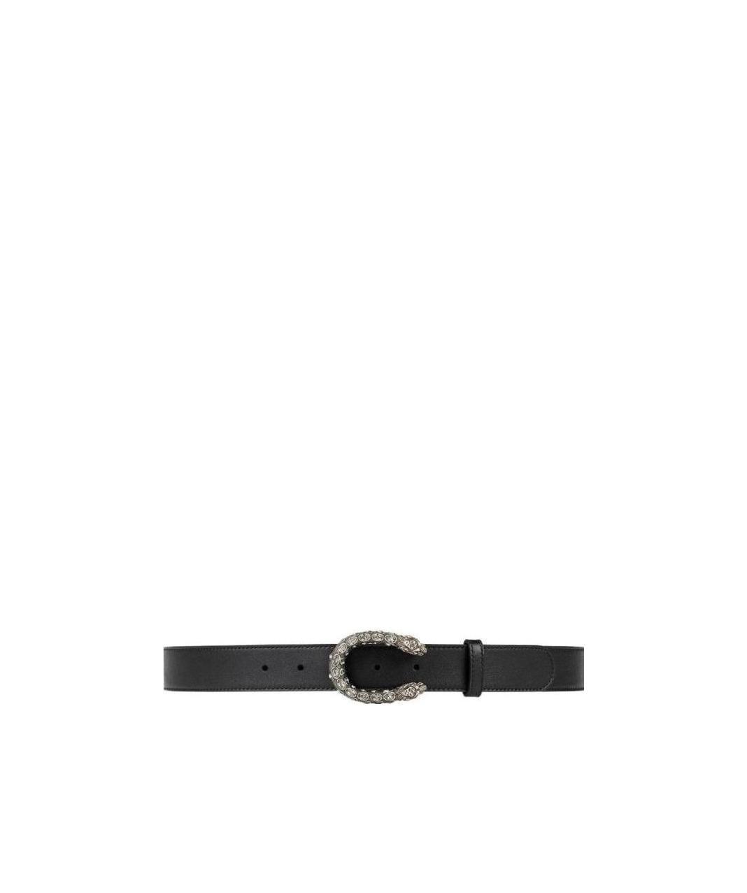 Gucci Leather Belt With Crystal Dionysus Buckle In Black