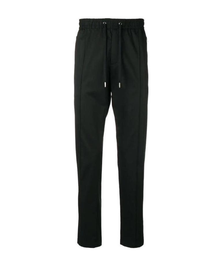 Dolce & Gabbana Virgin Wool Trouser With Drawstring In Black