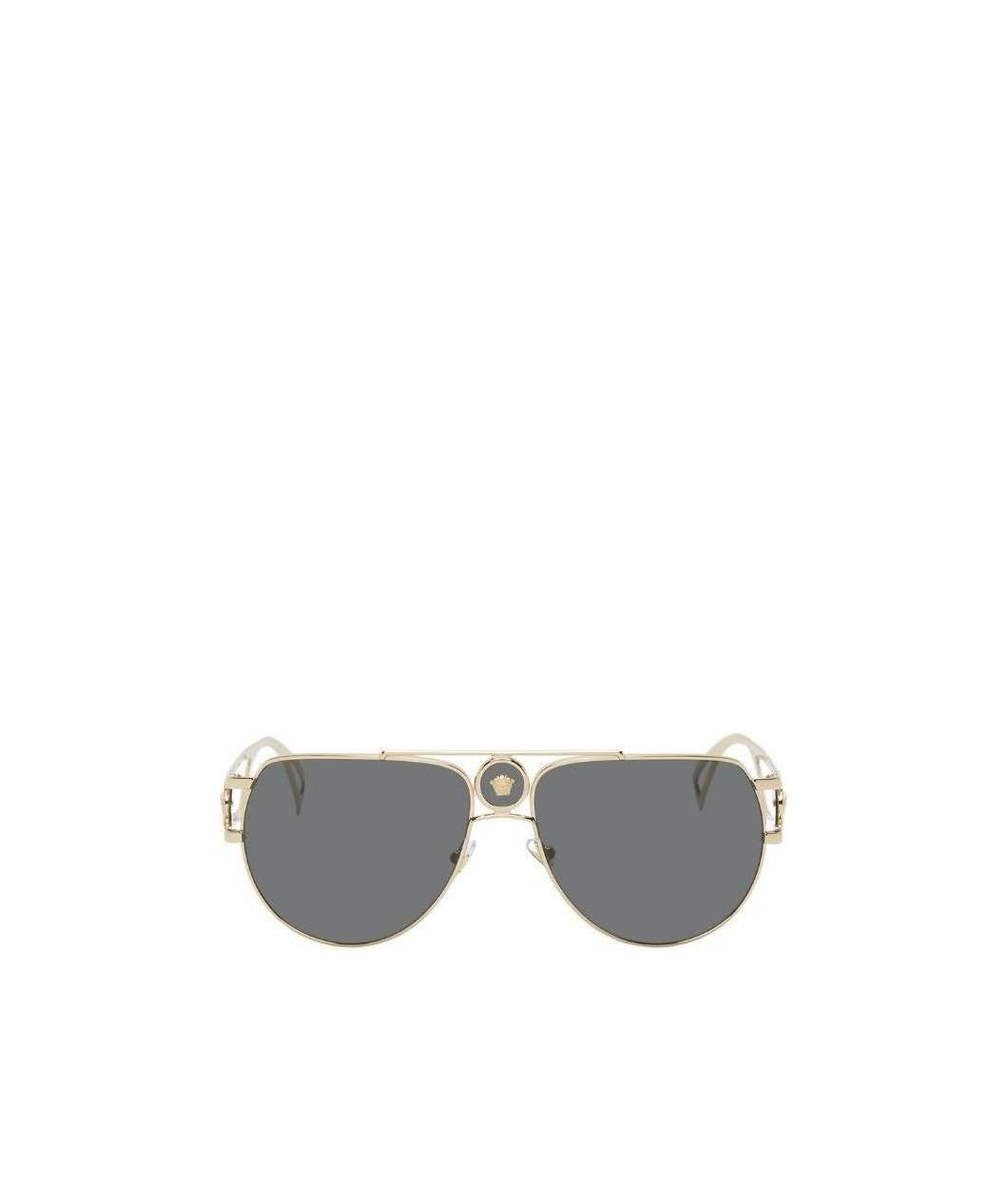 Versace Golden Pilot Sunglasses In Gray