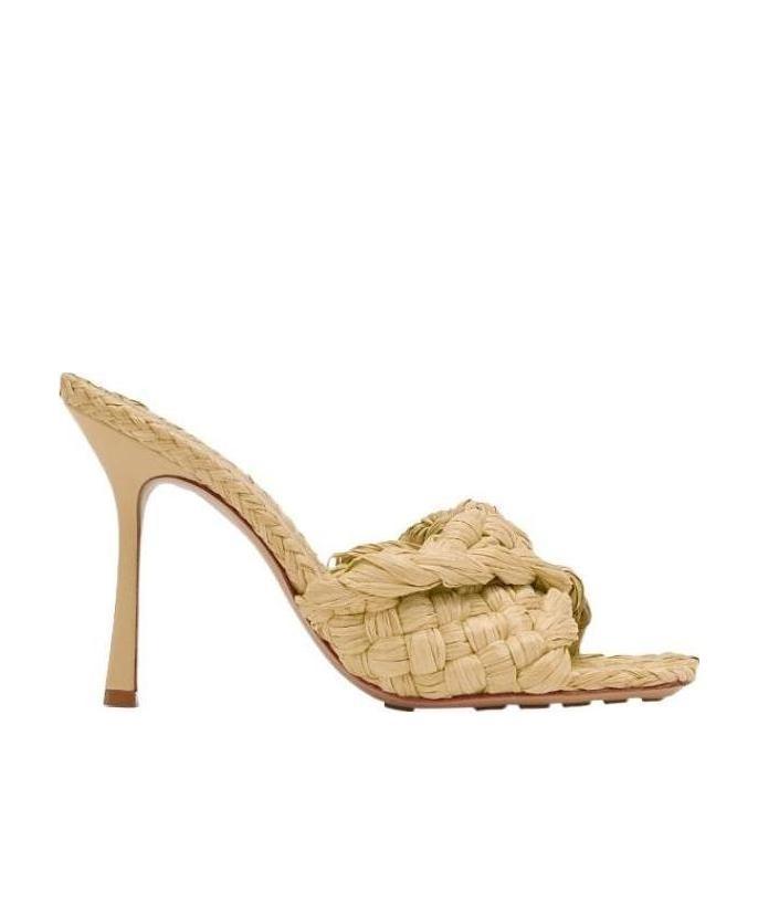 Bottega Veneta Intrecciato Raffia Mules In Nude