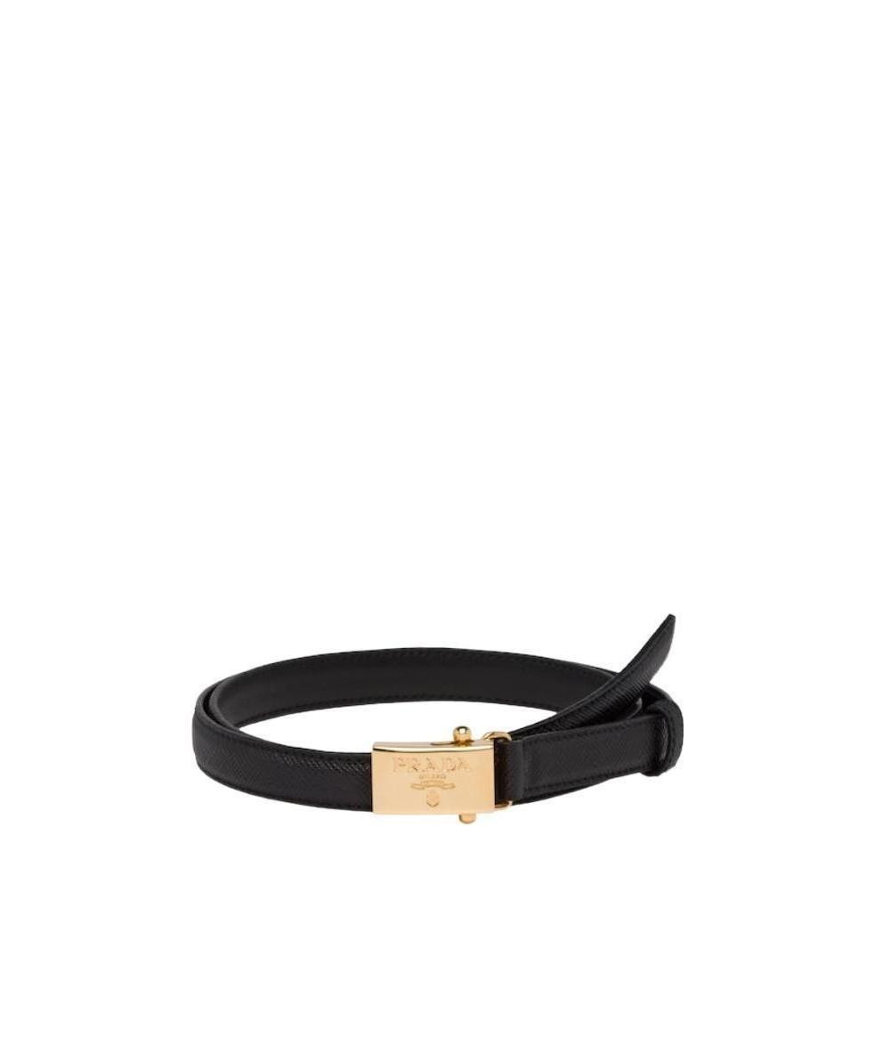 Prada Bow Detail Slim Buckle Belt In Black