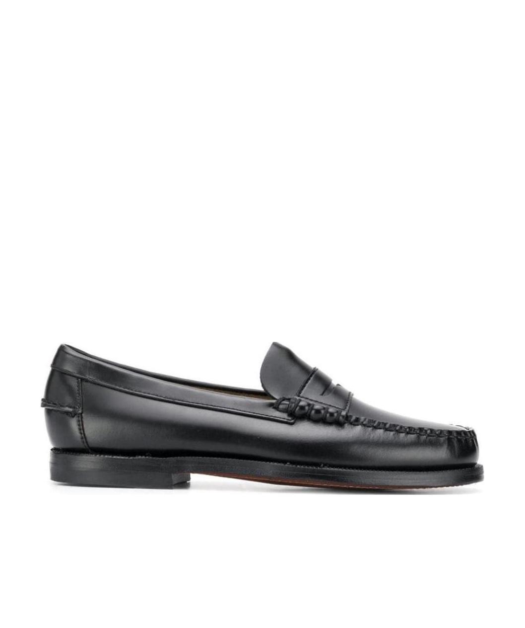 Shop Sebago Round-toe Leather Loafers In Black
