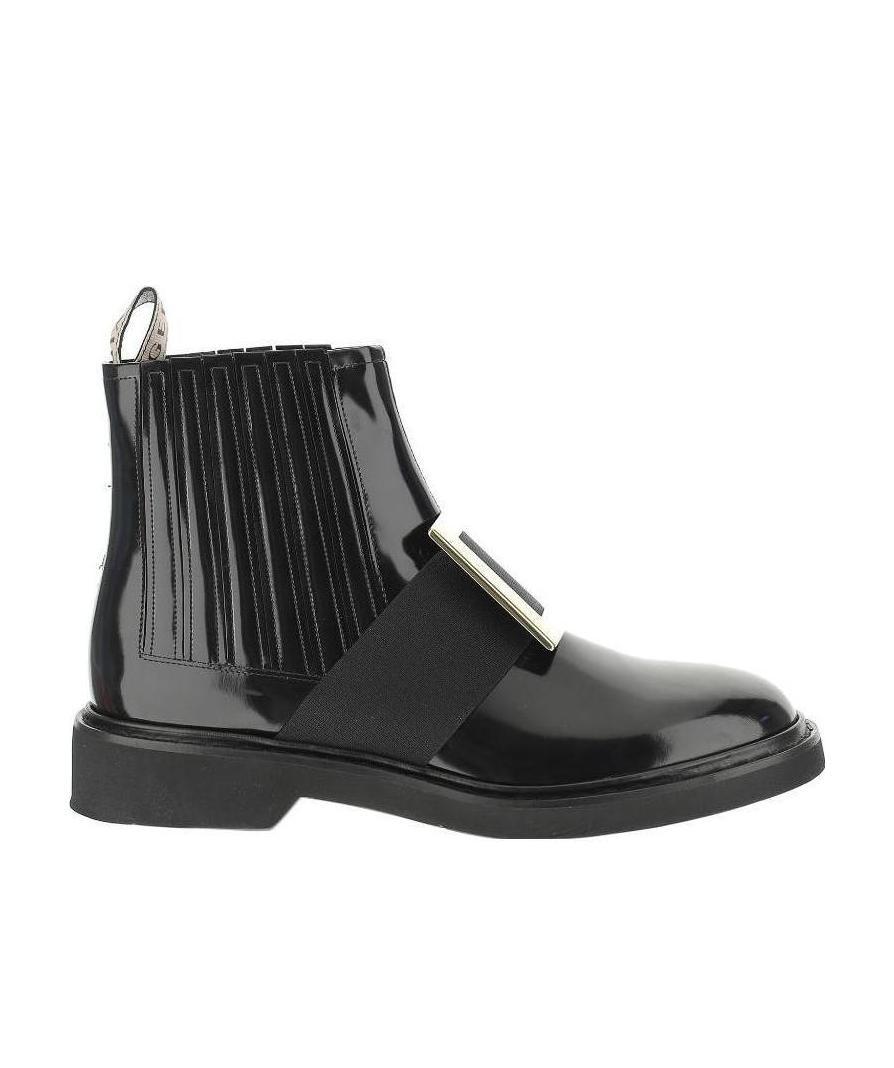 Roger Vivier Viv Ranger Embellished Patent-leather Chelsea Boots In Black