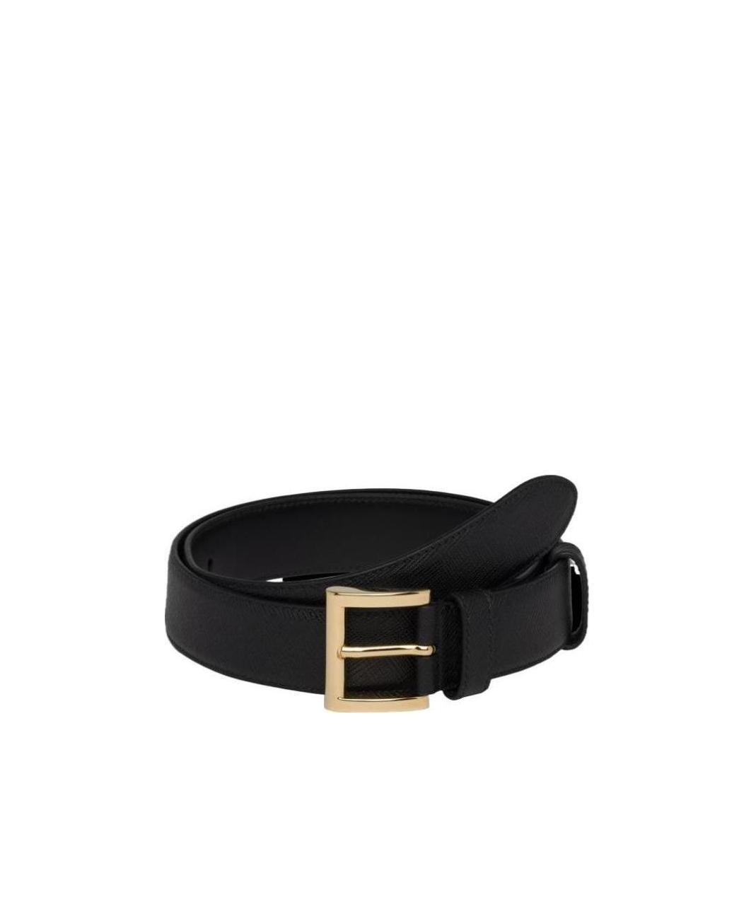 Prada Logo Plaque Leather Belt In Black