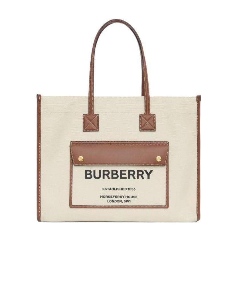 Burberry Medium Two-tone Freya Bag In White