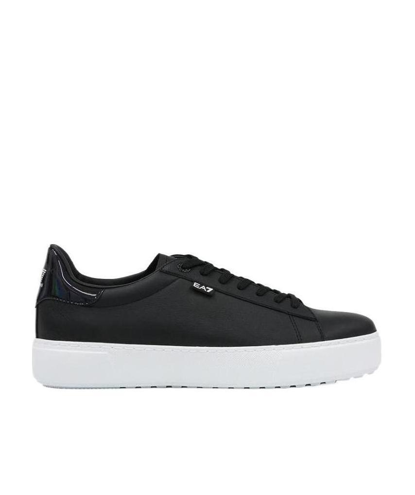 Ea7 Logo Strapped Casual Sneakers In Black