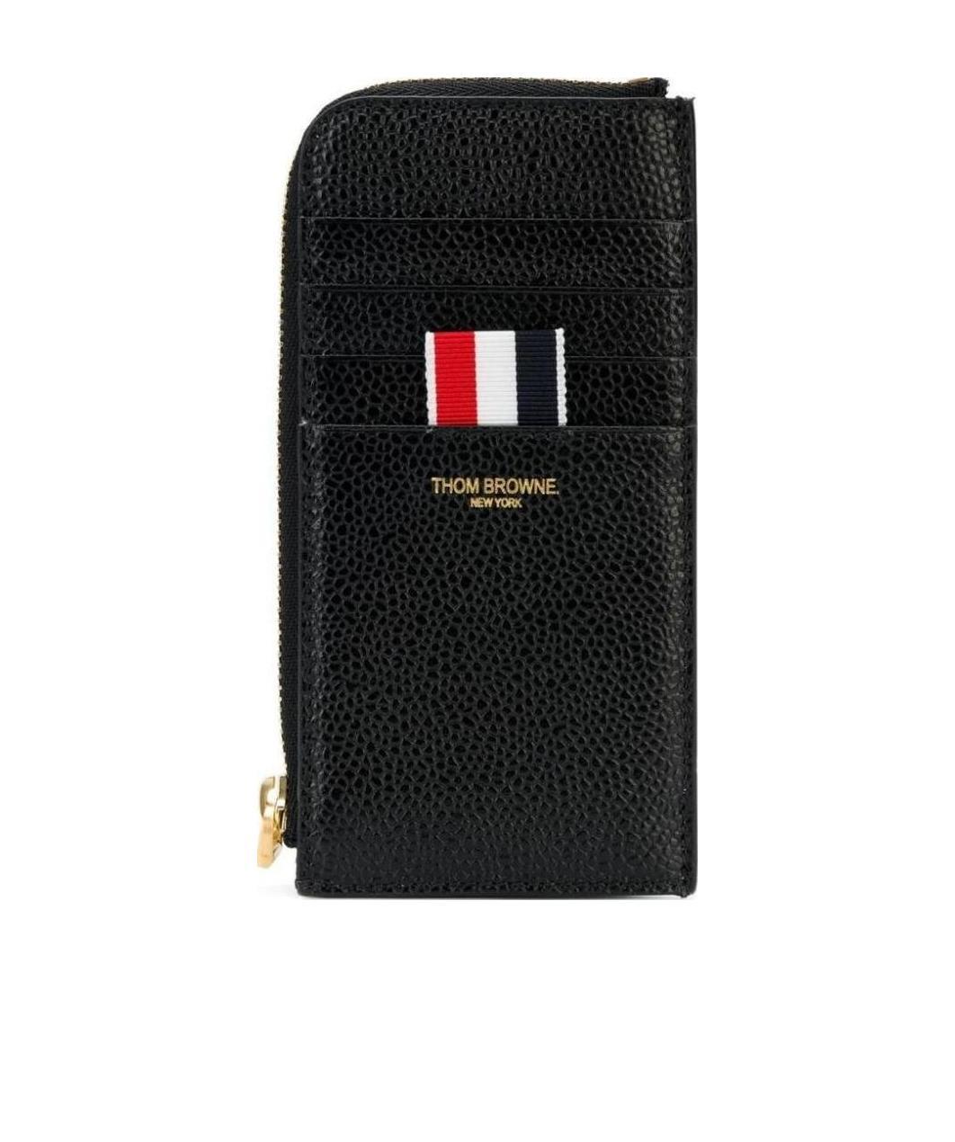 Thom Browne Half-zip Grained Leather Wallet In Black
