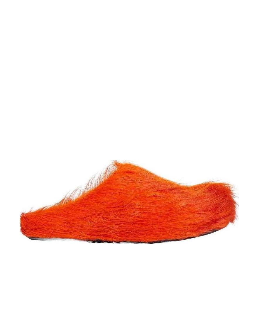 Marni Orange Long Hair Calfskin Fussbett Sabot In Red