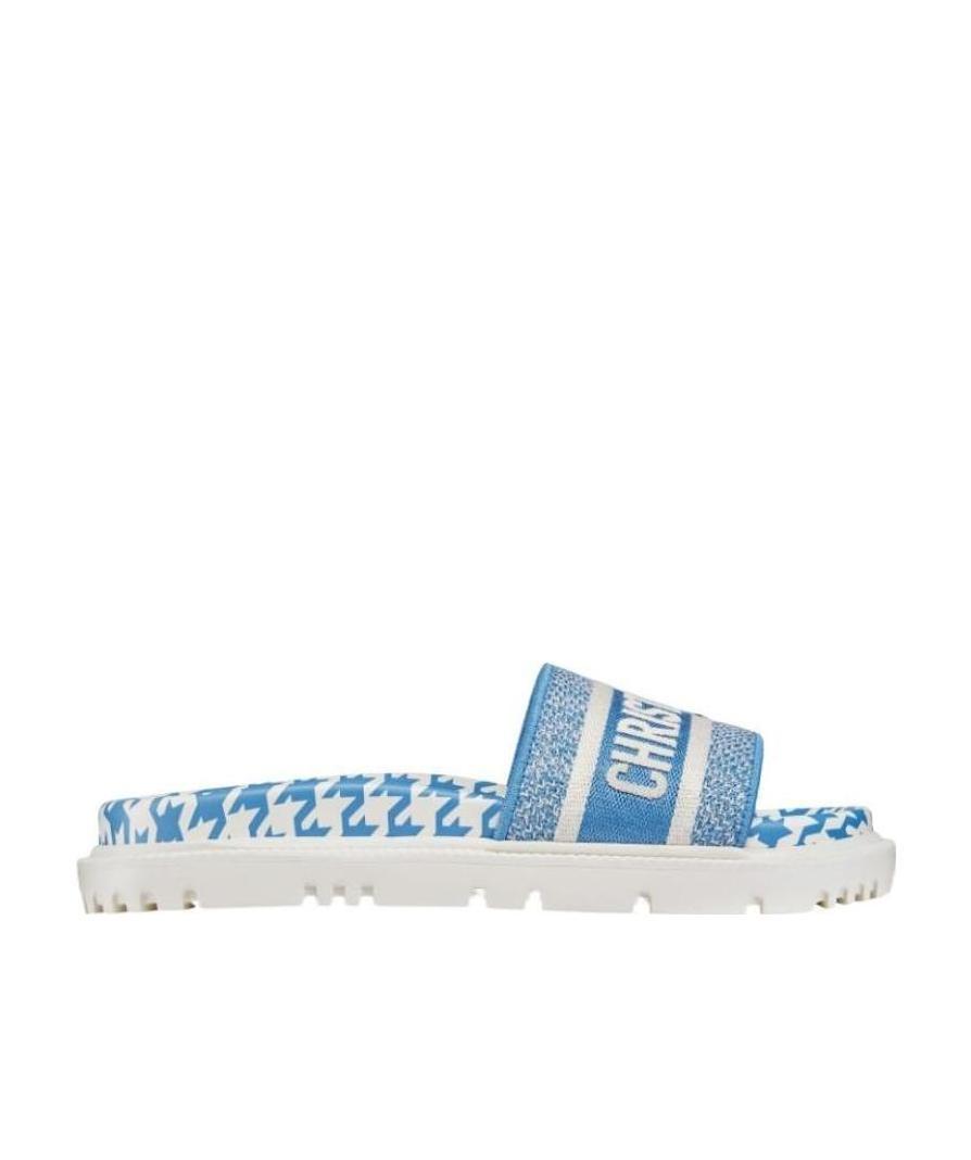 Dior Embroidered Pattern Flip-flops In White