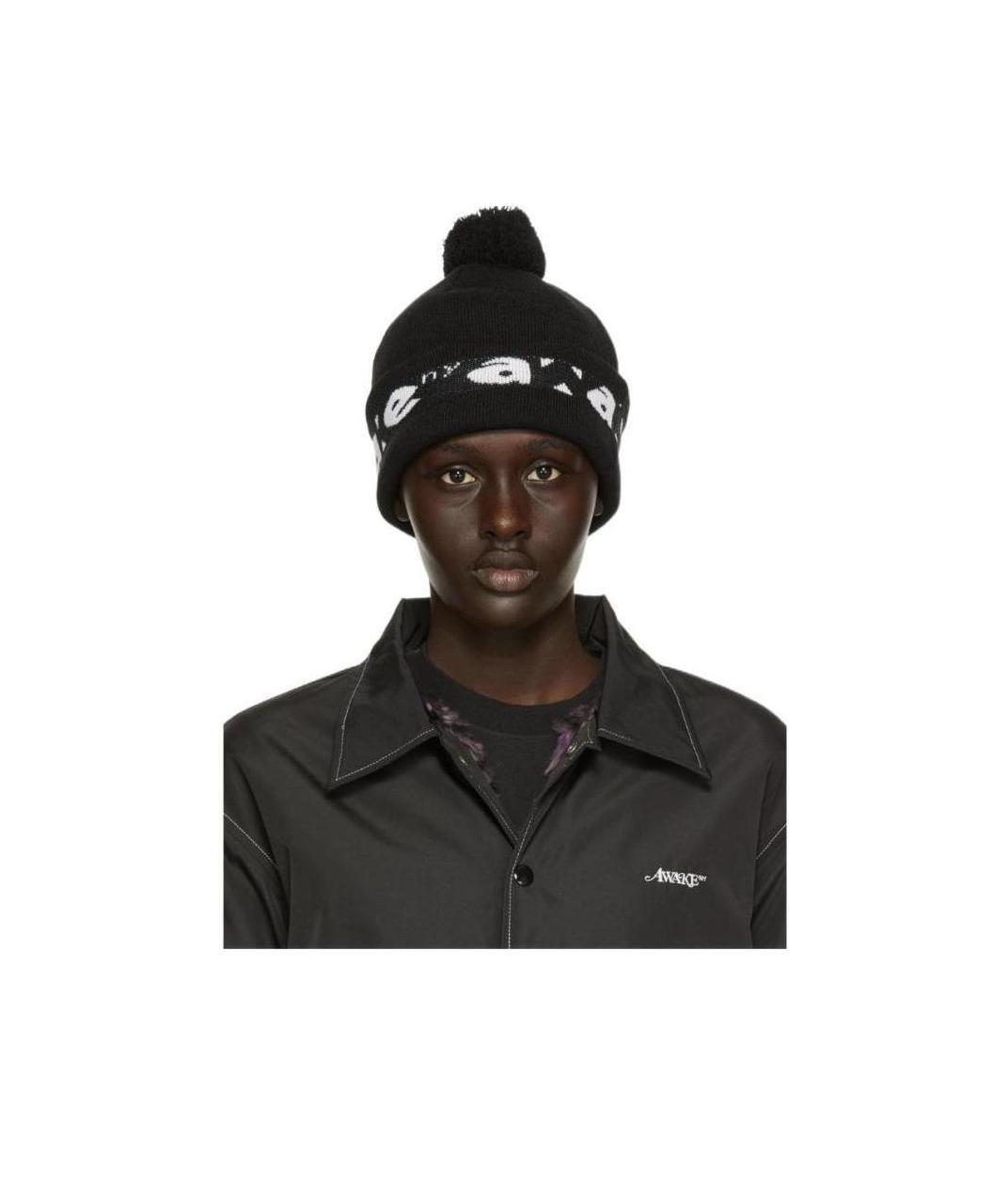Awake Logo Wool Hat In Black