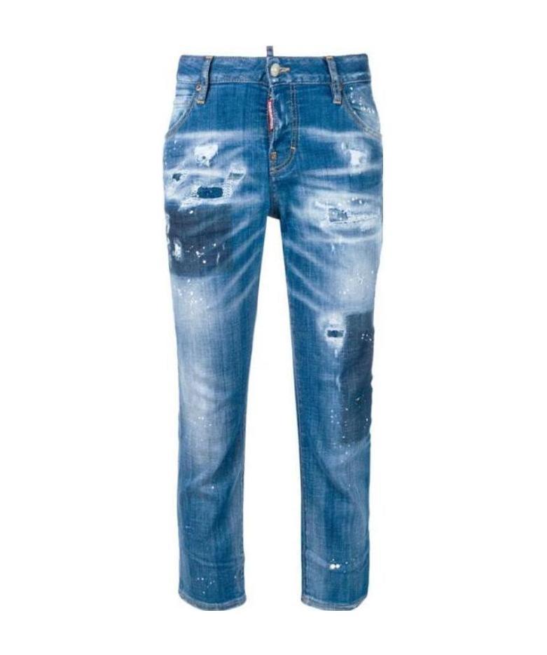 Shop Dsquared2 Ripped Jeans With Details In Blue