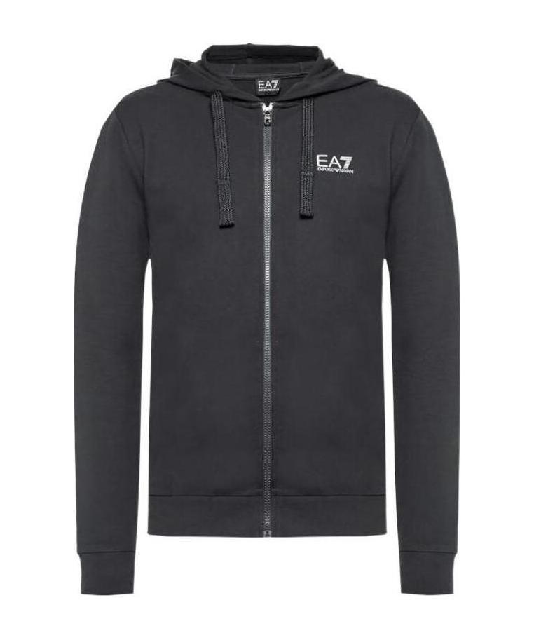 Ea7 Logo Print Hooded Jacket In Black