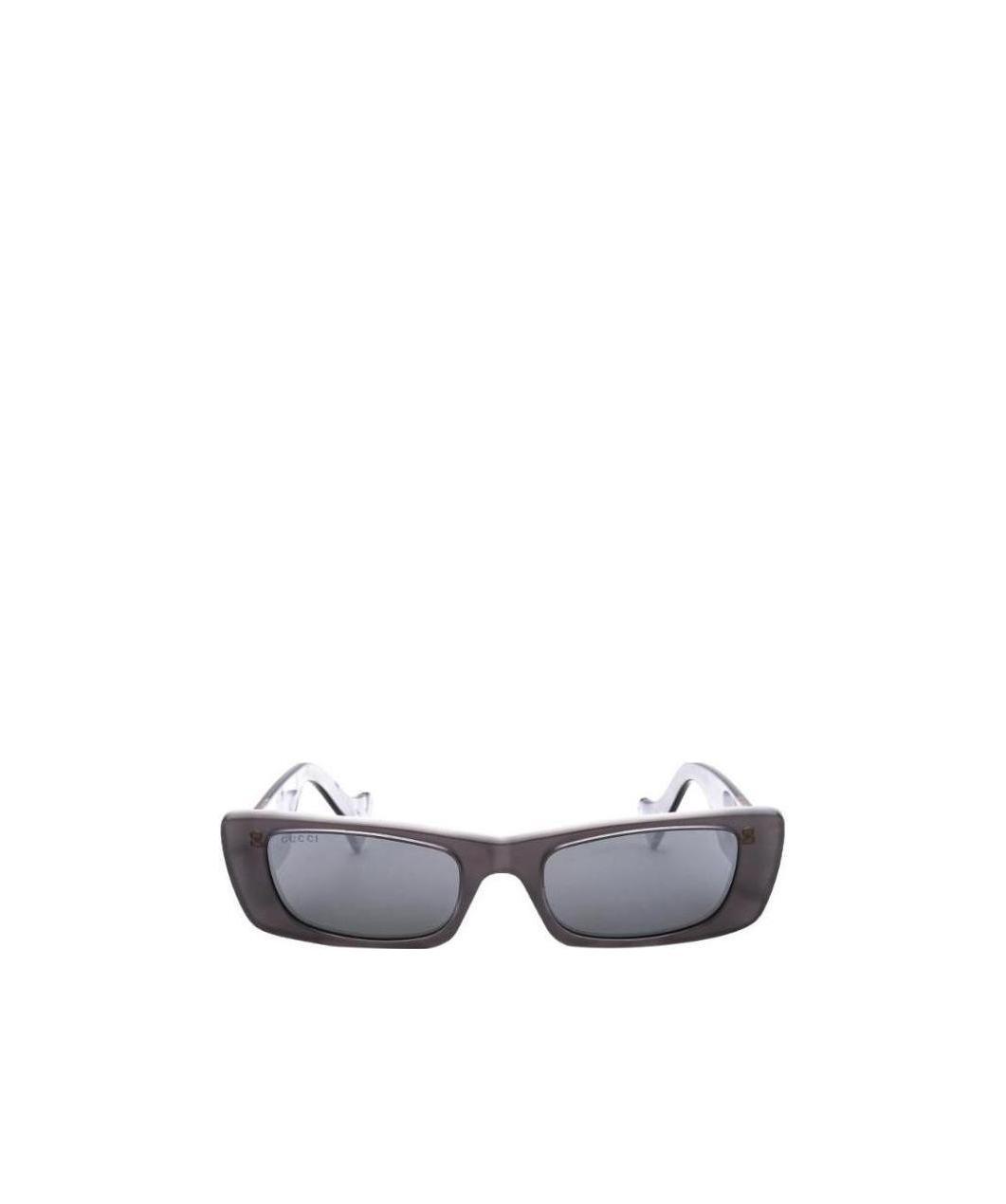 Gucci Black Interlocking G Rectangular Sunglasses In Gray