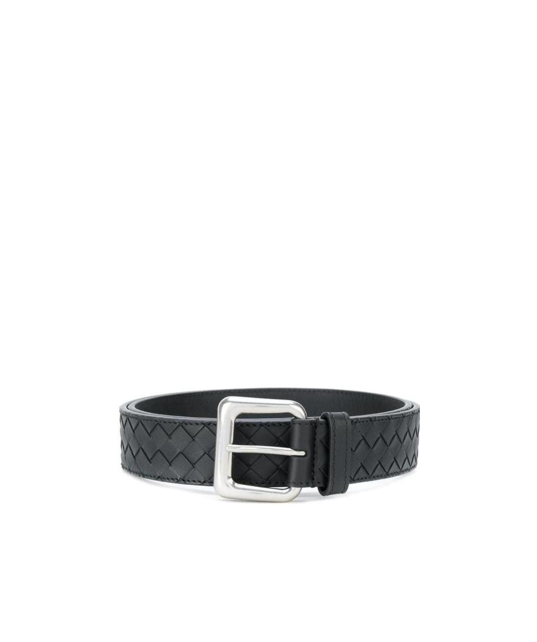 Bottega Veneta Intecciato Belt In Black