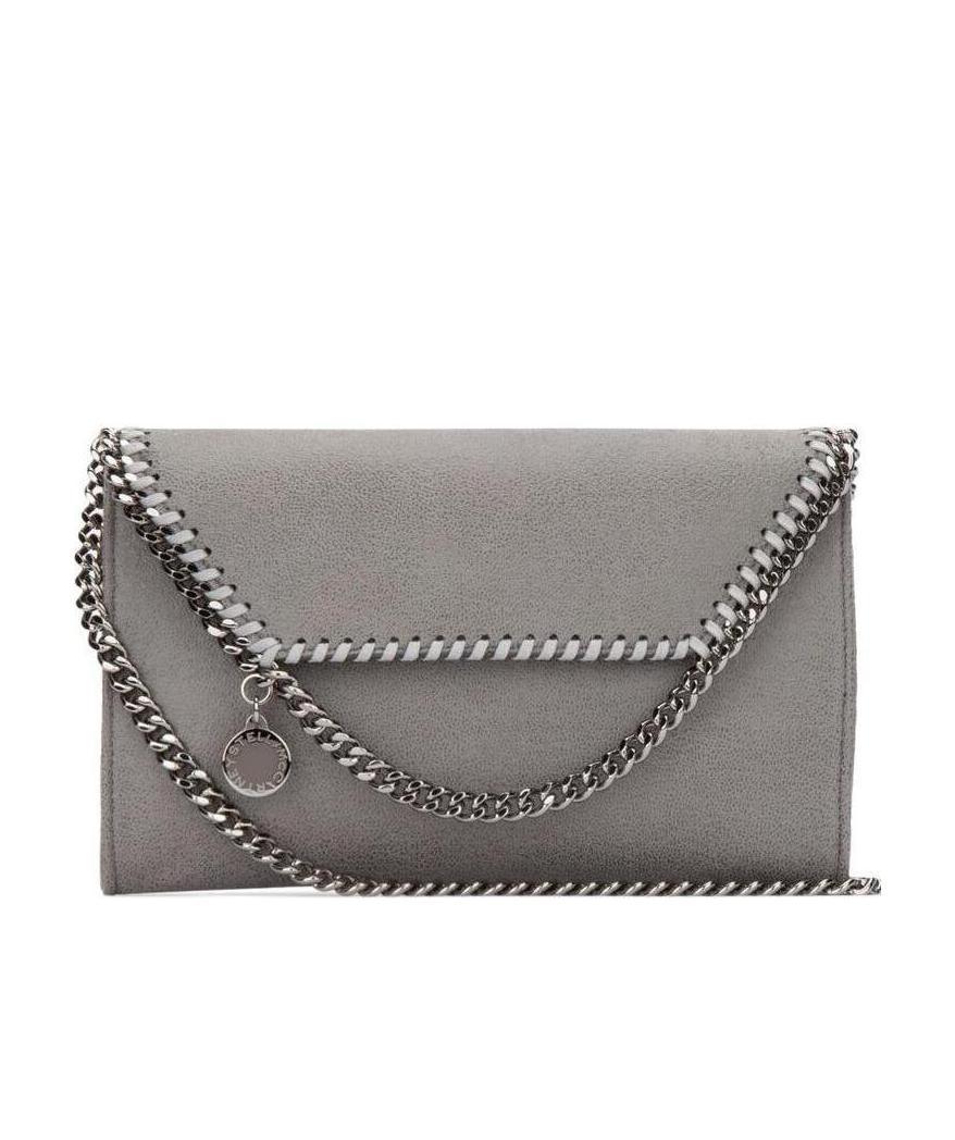 Stella Mccartney Falabella Chain-trimmed Shoulder Bag In Gray