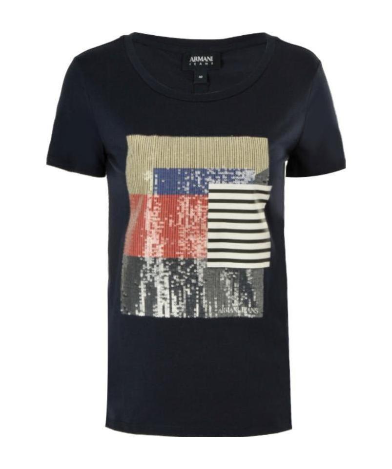 Shop Armani Jeans Round-necked Casual T-shirt In Black