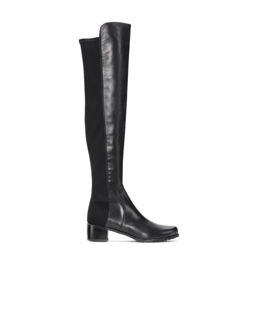 Stuart Weitzman Panelled Almond Toe Boots In Black