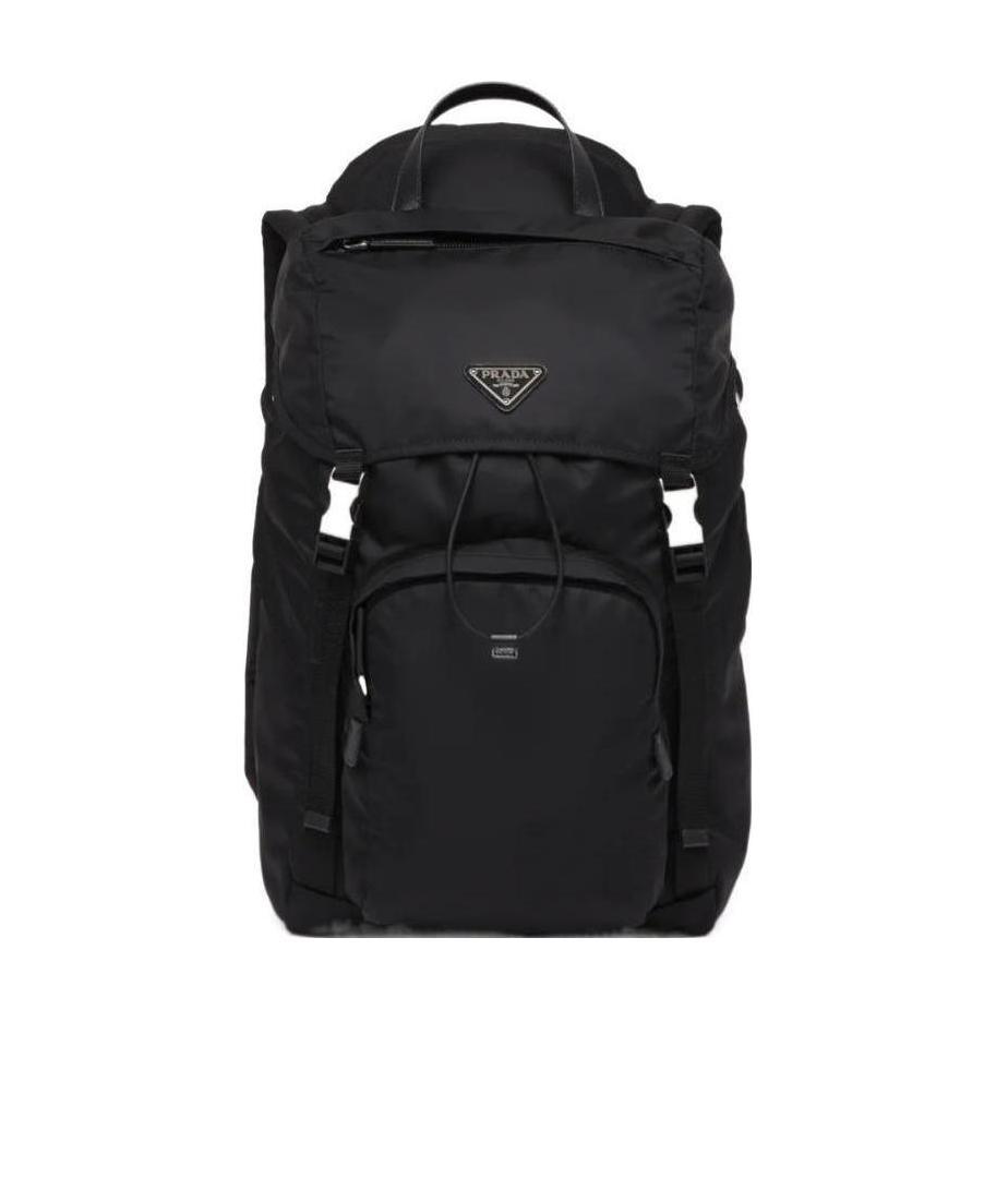 Prada Re-nylon Logo-plaque Backpack In Black