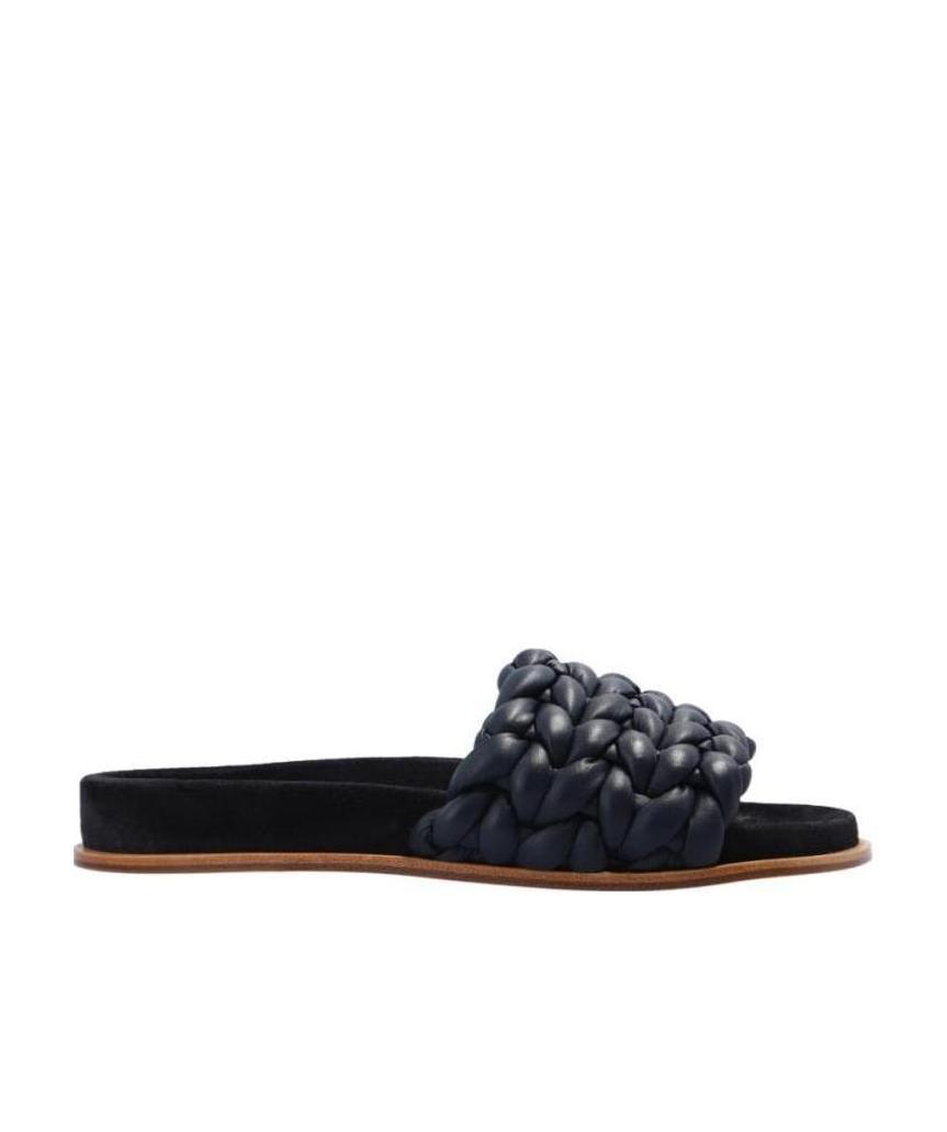 Chloé Kacey Womens Leather Braided Slide Sandals In Black