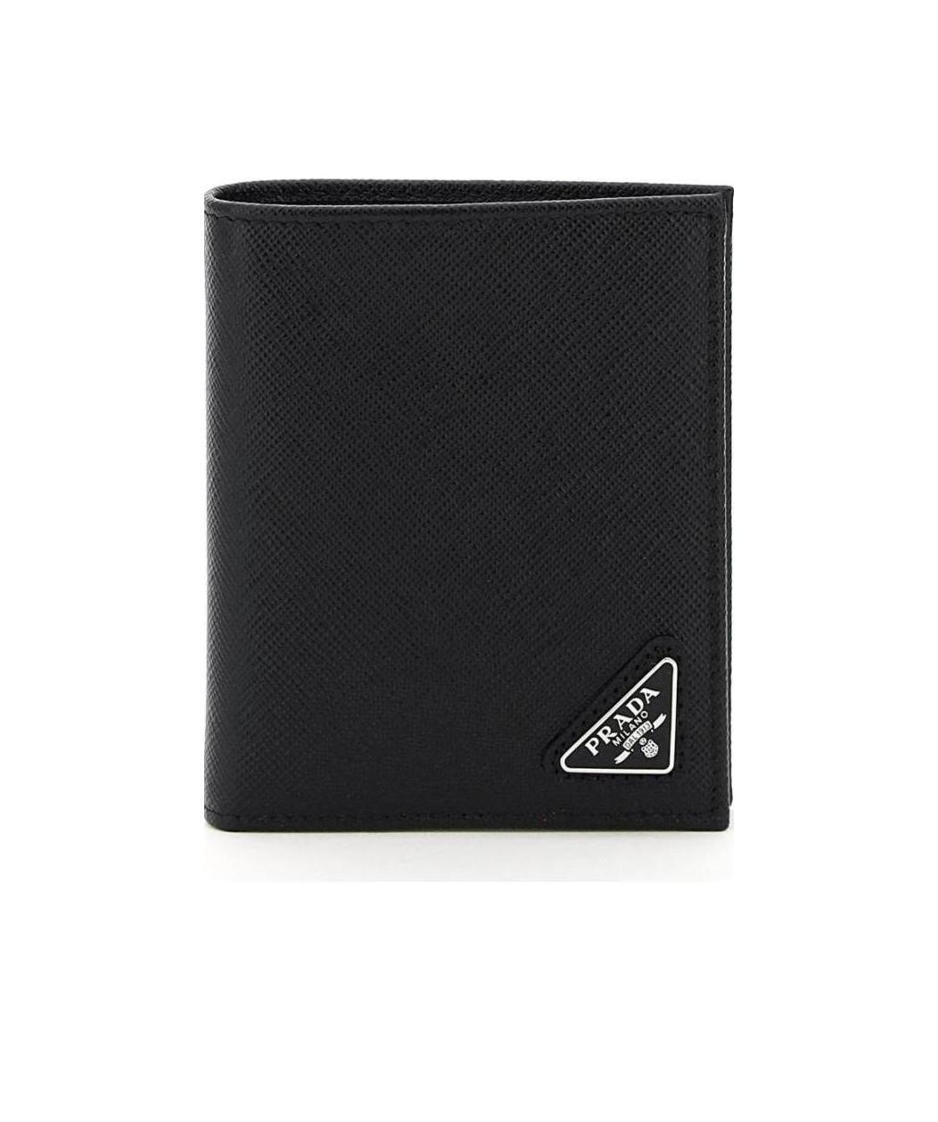 Prada Men Black Leather Wallet In Black