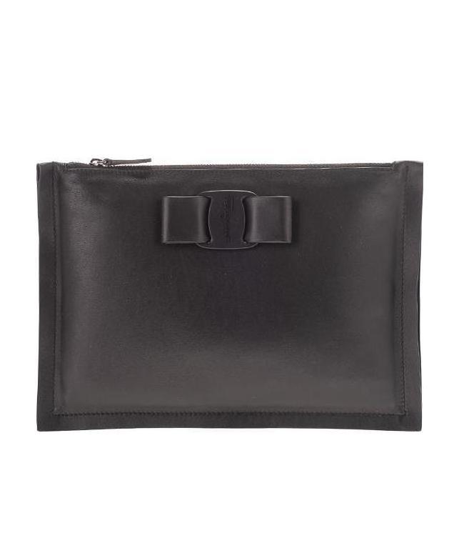 Shop Ferragamo Lthr Viva Wllt In Black