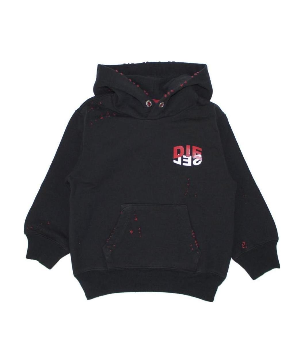 Diesel Logo Printed Hooded Sweater In Black