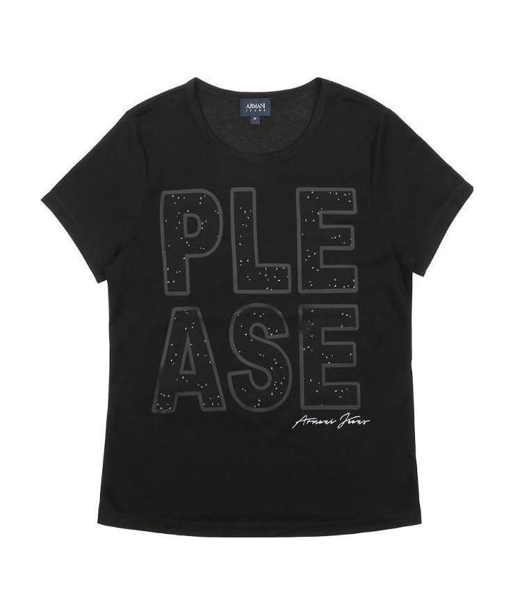 Shop Armani Jeans Printed T-shirt In Black