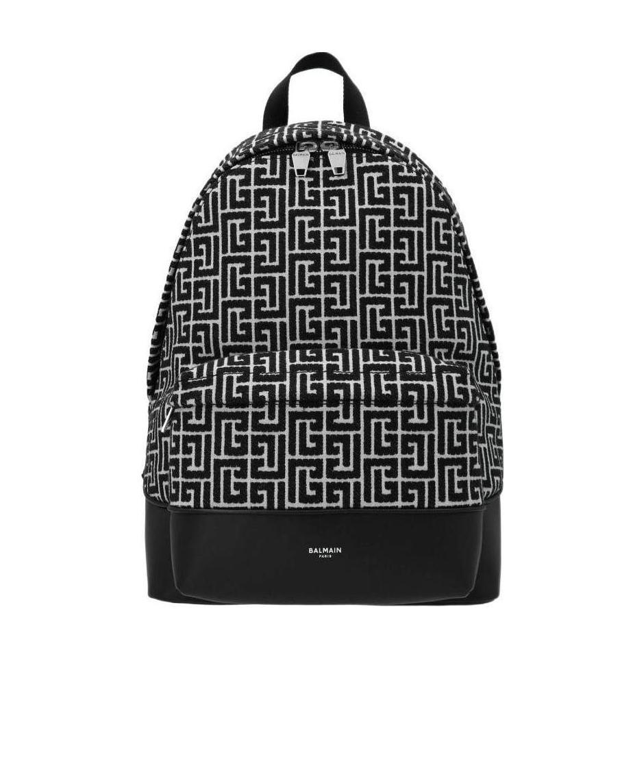 Balmain City Monogram-woven Backpack In Black