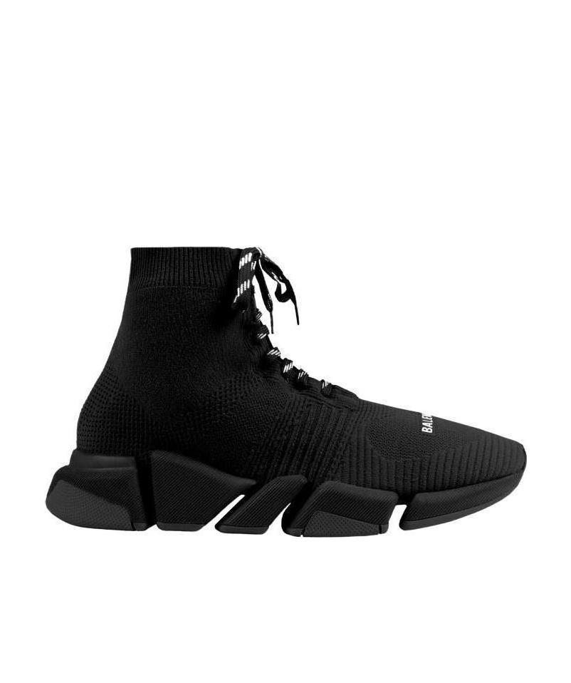 Balenciaga Speed 2.0 Lace-up Recycled-knit Trainers In Black