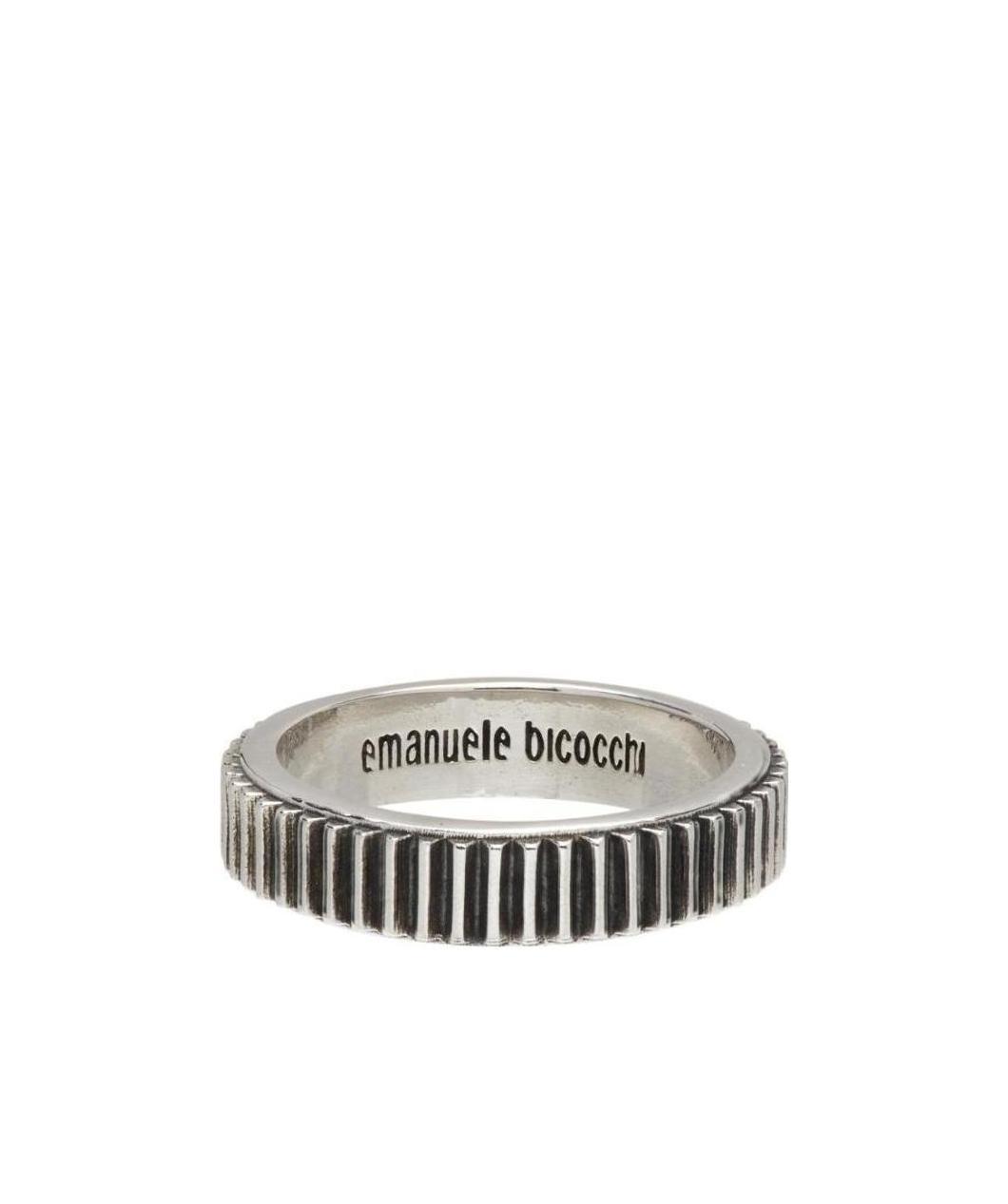 Emanuele Bicocchi Silver Serrated Band Ring In Gray