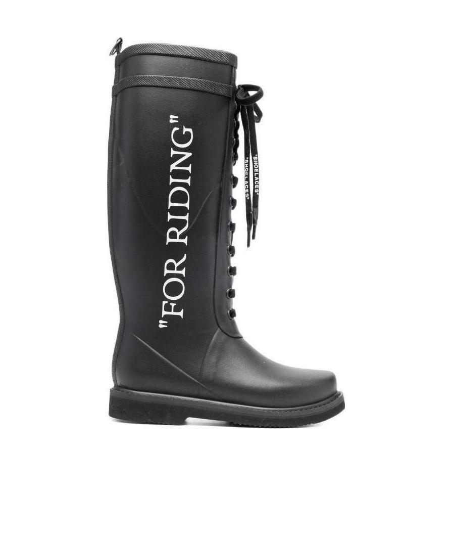 Off-white Woman Knee Boots Black Size 10 Rubber