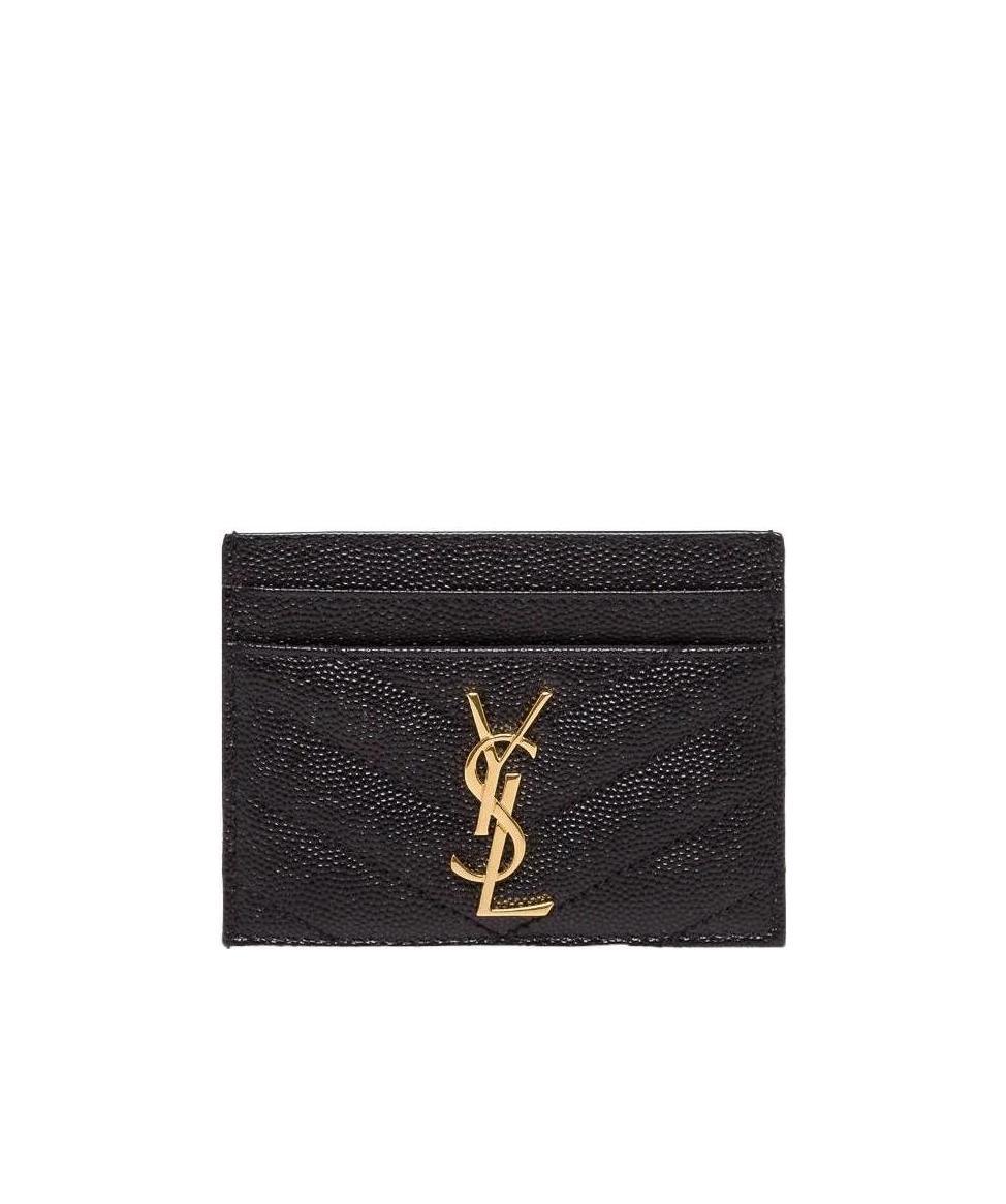 Saint Laurent Monogram Quilted Cardholder In Black
