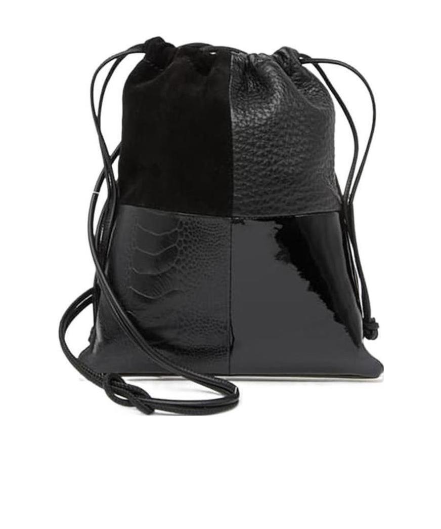 Alexander Wang Drawstring Splicing Shoulder Bag In Black