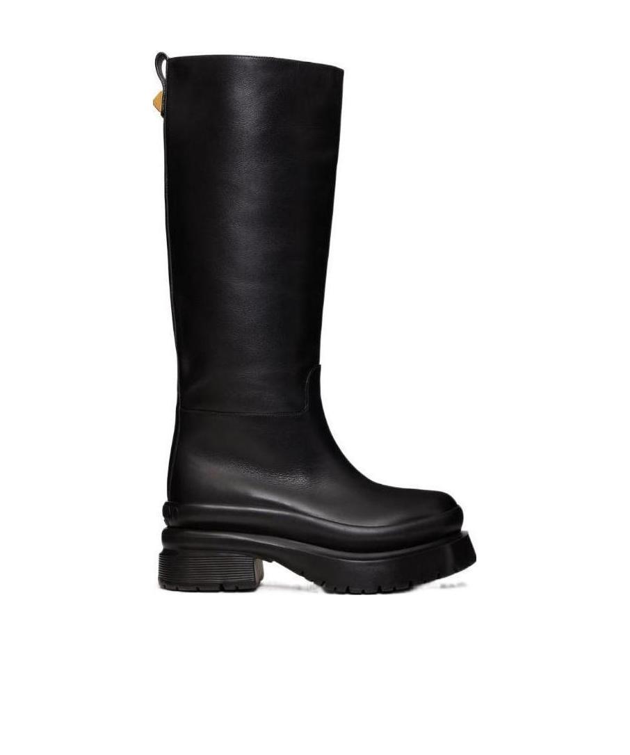 Valentino Roman Stud Knee-high Boots In Black