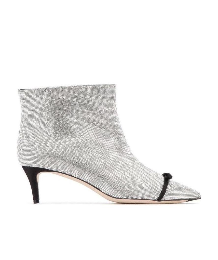 Marco De Vincenzo Bow Pointed Diamond Heels In Gray