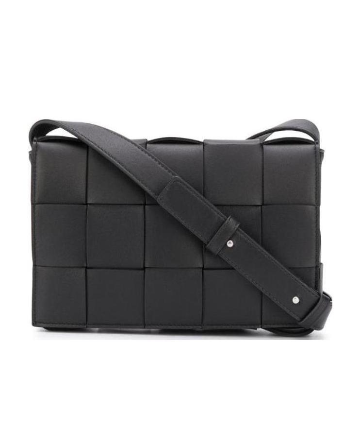 Bottega Veneta Womens Black Cassette Small Intrecciato Leather Cross-body Bag In Black