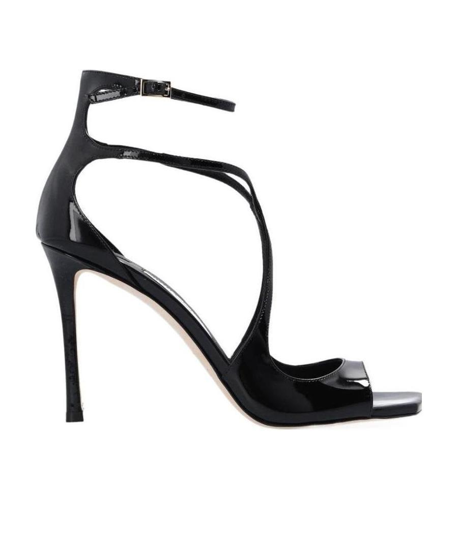 Jimmy Choo Womens Black Azia 110 Strappy Patent Leather Sandals In Black