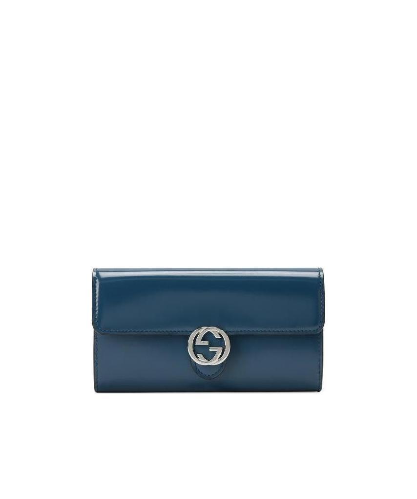 Gucci Navy Blue Long Double-folded Wallet In Blue