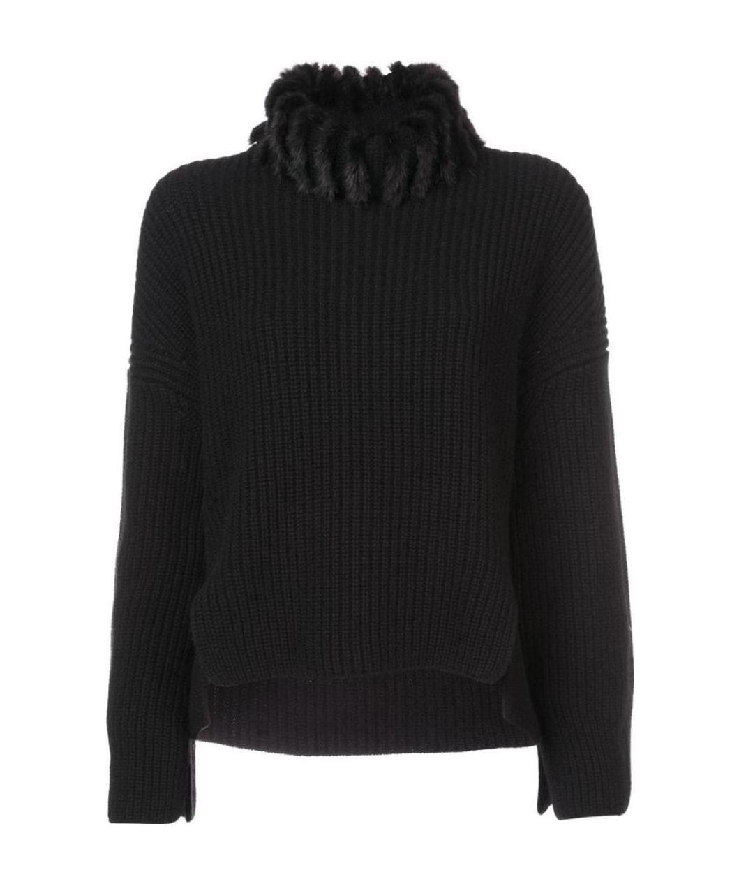 Fendi Woolly Collar Sweater In Black
