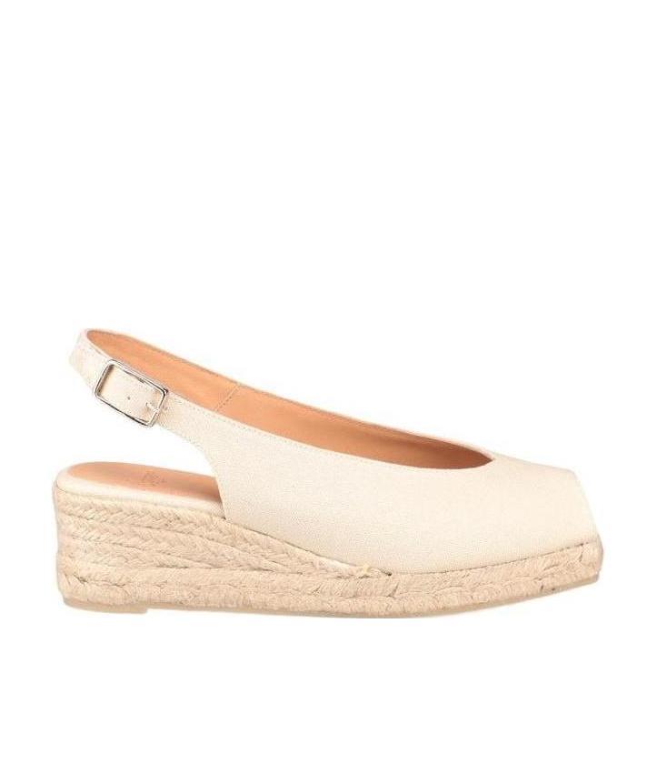 Castaã±er Dosalia Canvas Wedge Espadrille Sandals In Nude