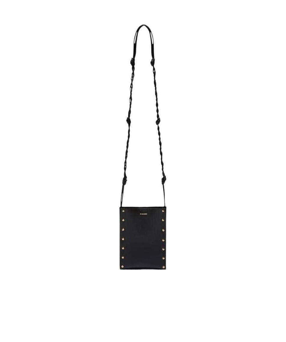 Jil Sander Tangle Medium Black Leather Shoulder Bag In Black