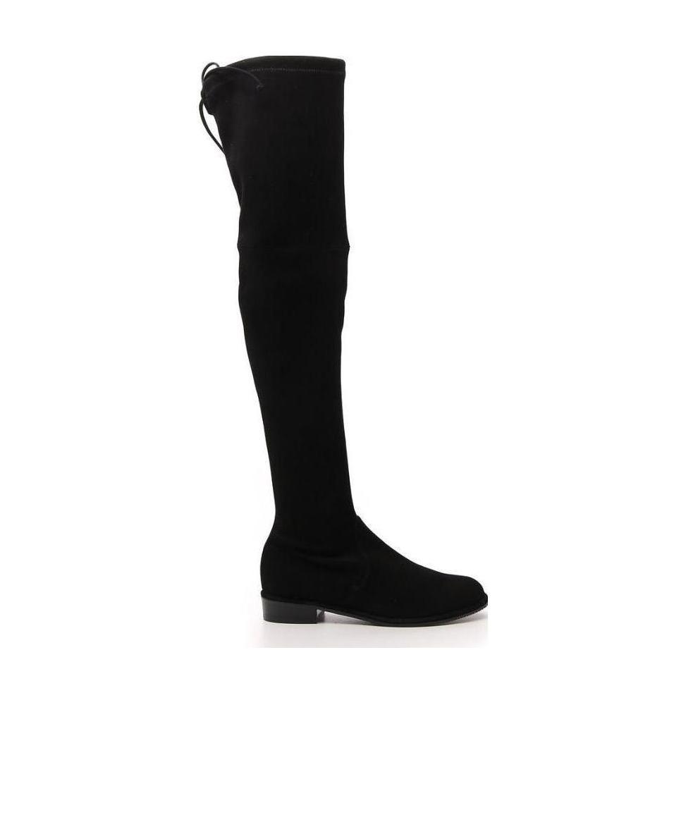 Stuart Weitzman Women's Halftime Stretch-crepe Suede Over-the-knee Boot In Black
