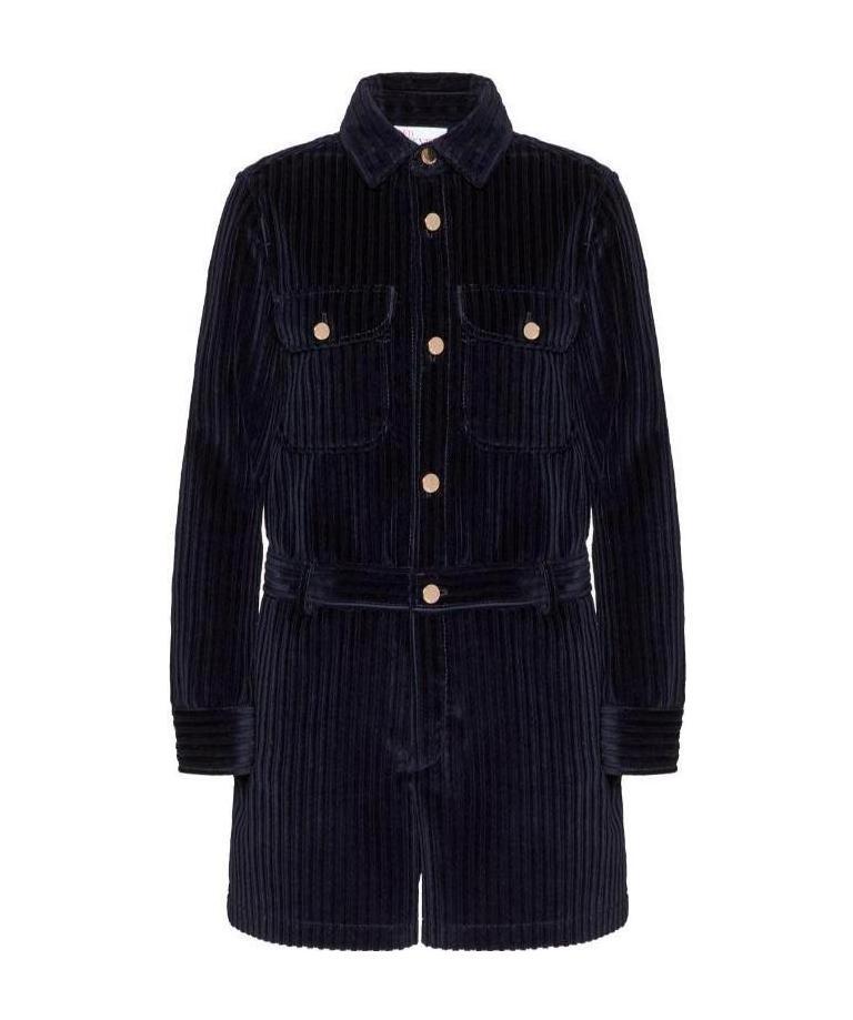 Red Valentino Long-sleeved Jumpsuit In Black