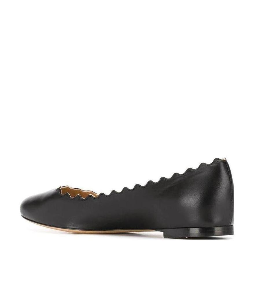 Chloé Black Lace Decorative Ballet Shoes In Black