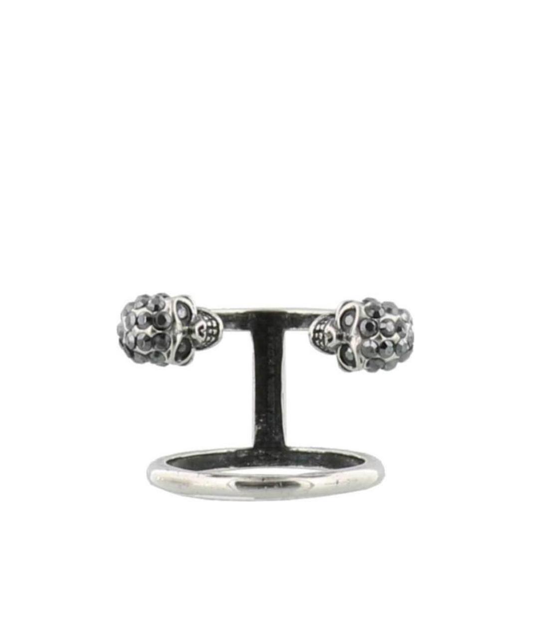 Alexander Mcqueen Skull Motif Twin Ring In Gray