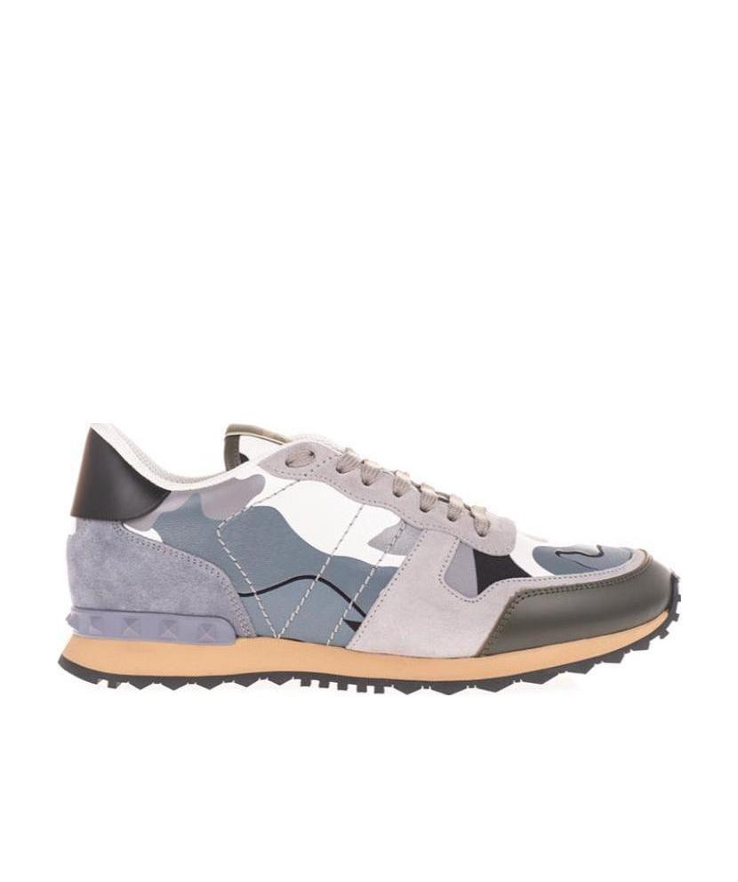 Valentino Garavani Rockstud Camouflage Sneakers In Gray