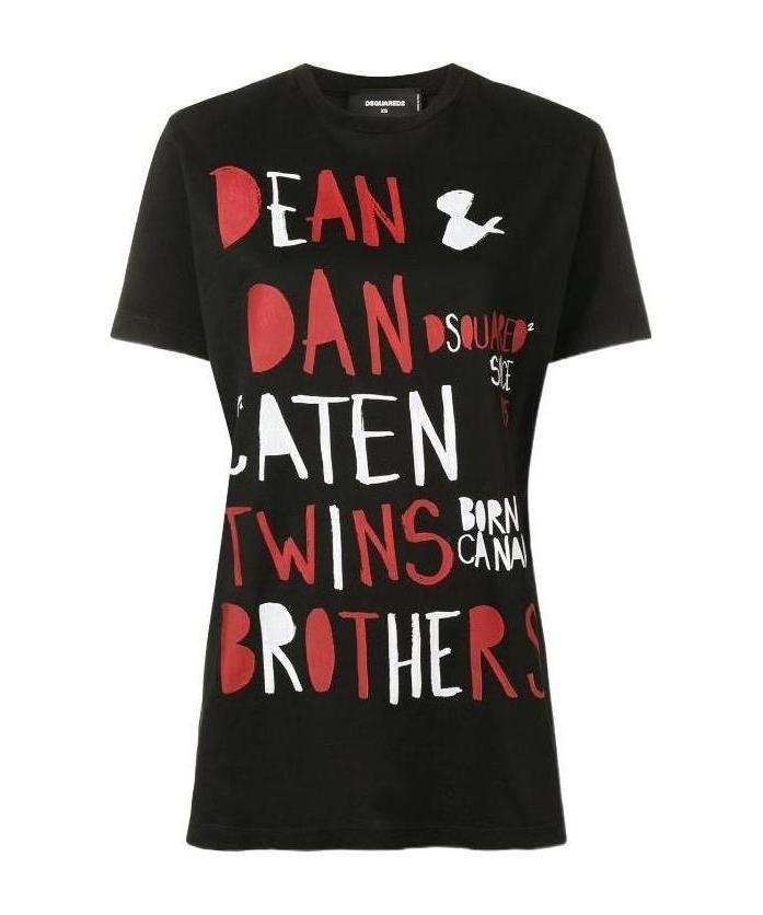 Dsquared2 Printed T-shirts With Patterns And Slogans In Black